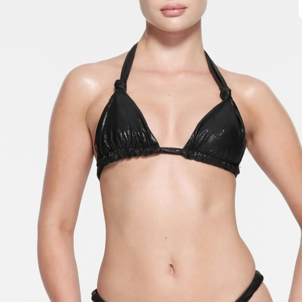 NWT Skims Liquid Shine Swim Bikini Top and Bottom in Onyx